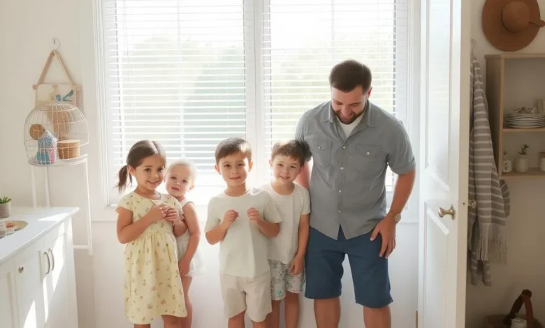 A calm, organized family getting ready for the day with smiles