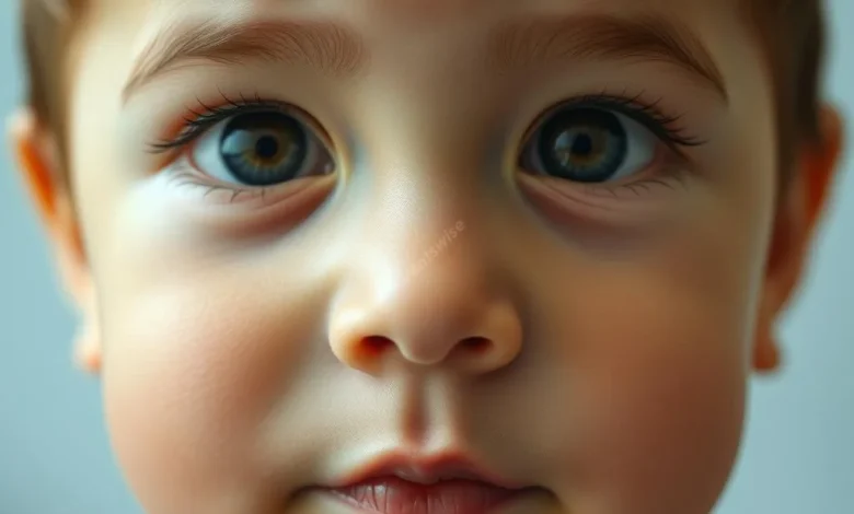 Close-up of a young child's face with a curious, engaged expression, symbolizing brain plasticity and learning